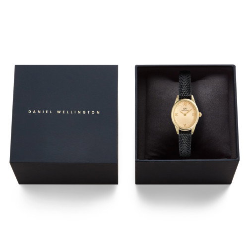 Luxoia - Daniel Wellington Ophelia Mini Black Lizard Unitone Guilloché Gold - DW00100897