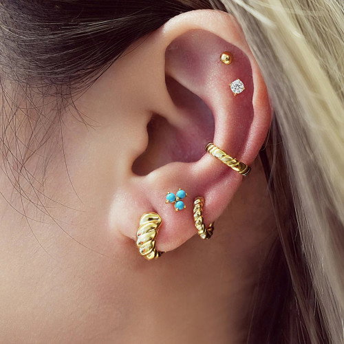 Luxoia - Ania Haie Gold Texture Small Huggie Hoop Ohrringe - E063-03G