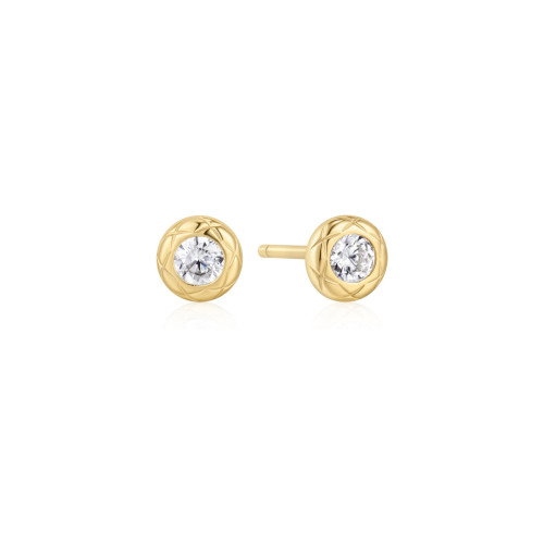 Luxoia - Ania Haie Gold Textured Bezel Set Ohrstecker - E072-01G