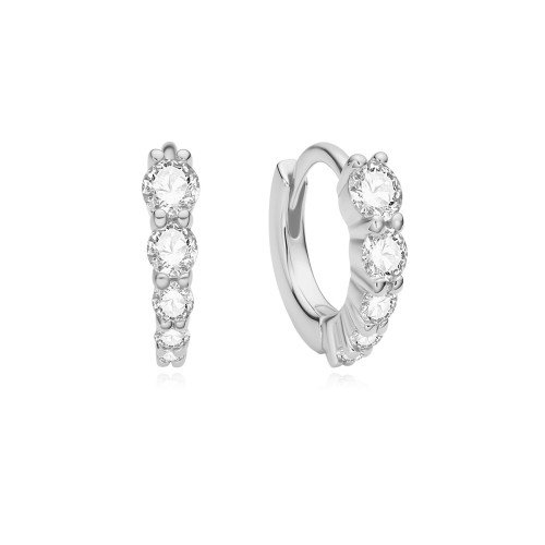 Luxoia - Ania Haie Silver Graduated Sparkle Huggie Ohrringe - E075-03H