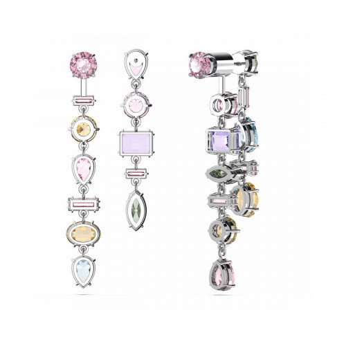 Luxoia - Swarovski Gema Drop Ohrhänger Asymmetrisches Design Verschiedene Schliffe Lang Mehrfarbig Rhodiniert - 5656417