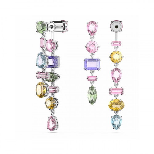 Luxoia - Swarovski Gema Drop Ohrhänger Asymmetrisches Design Verschiedene Schliffe Lang Mehrfarbig Rhodiniert - 5656417