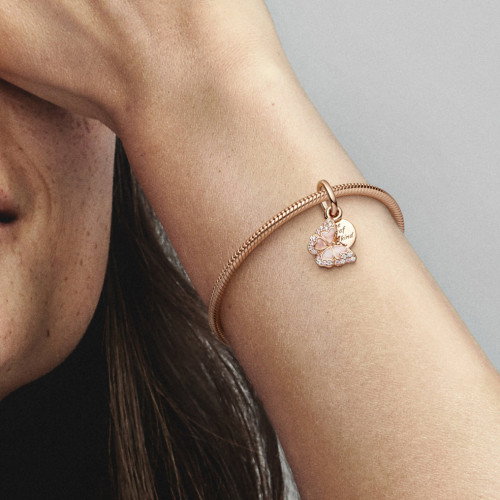 Luxoia - Pandora Rosafarbener Schmetterling & Spruch Doppelter Charm - 782555C01