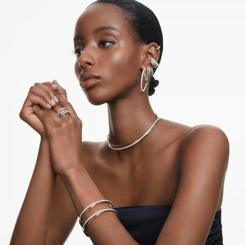 Luxoia - Swarovski Hyperbola Halsband Rundschliff Weiss Metallmix