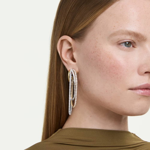 Luxoia - Swarovski Hyperbola Ohrringe Lagen Rundschliff Weiss Metallmix - 5749368