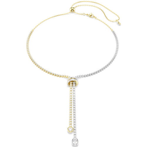 Luxoia - Swarovski Hyperbola Y Halskette Rundschliff Knoten Weiss Metallmix - 5752854