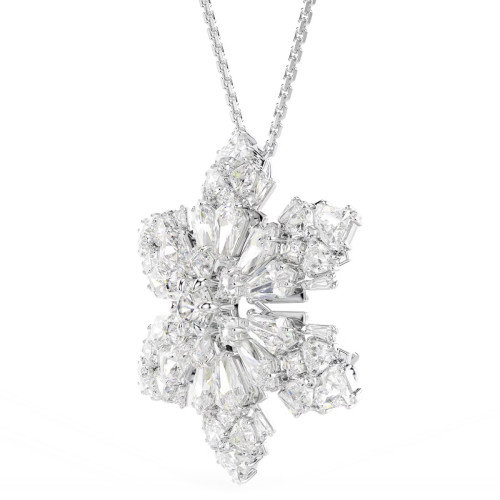 Luxoia - Swarovski Idyllia Halskette und Brosche Verschiedene Schliffe Schneeflocke Weiss Rhodiniert - 5754685