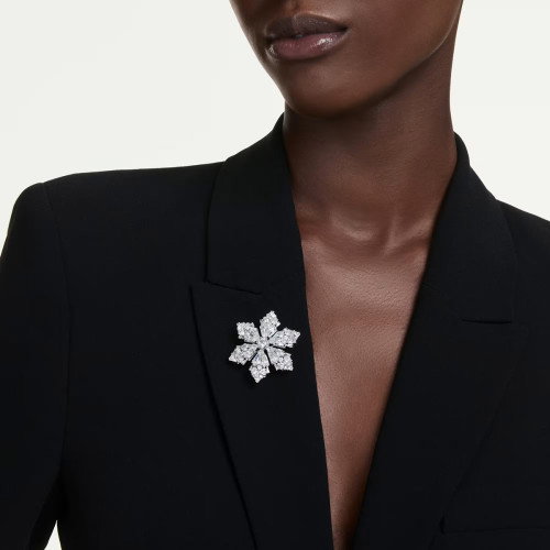 Luxoia - Swarovski Idyllia Halskette und Brosche Verschiedene Schliffe Schneeflocke Weiss Rhodiniert - 5754685