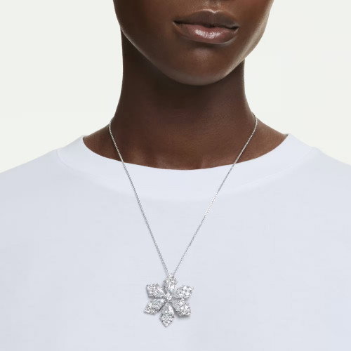 Luxoia - Swarovski Idyllia Halskette und Brosche Verschiedene Schliffe Schneeflocke Weiss Rhodiniert - 5754685
