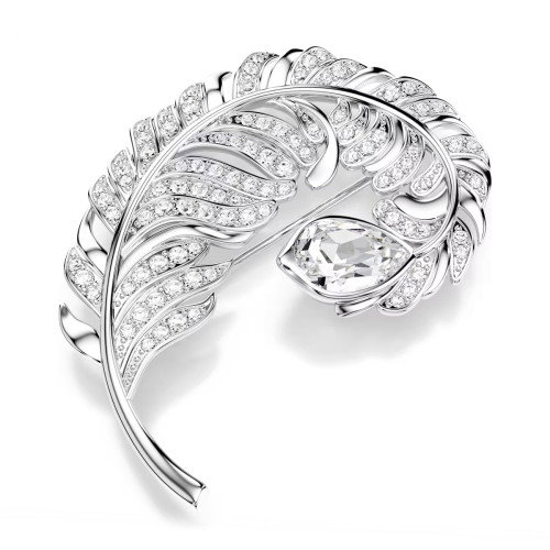 Luxoia - Swarovski Idyllia Brosche Verschiedene Schliffe Feder Rhodiniert - 5747549