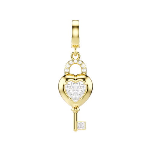 Luxoia - Swarovski Idyllia Charm Verschiedene Schliffe Herz mit Schlüssel Weiss Goldlegierungsschicht - 5742959