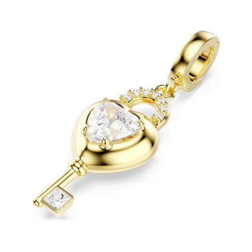 Luxoia - Swarovski Idyllia Charm Verschiedene Schliffe Herz mit Schlüssel Weiss Goldlegierungsschicht - 5742959