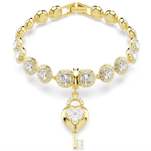Luxoia - Swarovski Idyllia Charm Verschiedene Schliffe Herz mit Schlüssel Weiss Goldlegierungsschicht - 5742959