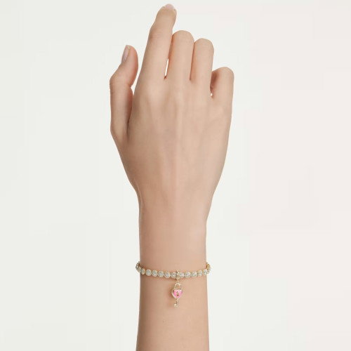 Luxoia - Swarovski Idyllia Charm Verschiedene Schliffe Herz mit Schlüssel Weiss Goldlegierungsschicht - 5742959