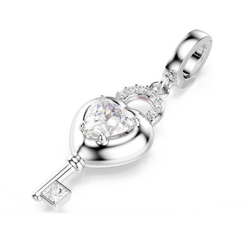 Luxoia - Swarovski Idyllia Charm Verschiedene Schliffe Herz mit Schlüssel Weiss Rhodiniert - 5742957