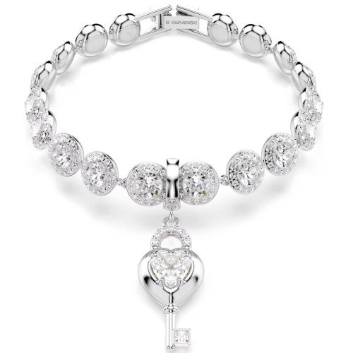 Luxoia - Swarovski Idyllia Charm Verschiedene Schliffe Herz mit Schlüssel Weiss Rhodiniert - 5742957