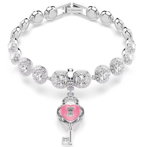 Luxoia - Swarovski Idyllia Charm Verschiedene Schliffe Herz mit Schlüssel Weiss Rhodiniert - 5742957