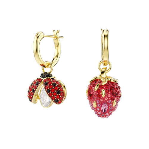 Luxoia - Swarovski Idyllia Drop Ohrhänger Set Marienkäfer Glücksklee Erdbeere Mehrfarbig Goldlegierungsschicht - 5742681