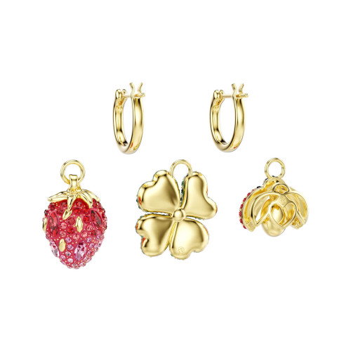 Luxoia - Swarovski Idyllia Drop Ohrhänger Set Marienkäfer Glücksklee Erdbeere Mehrfarbig Goldlegierungsschicht - 5742681