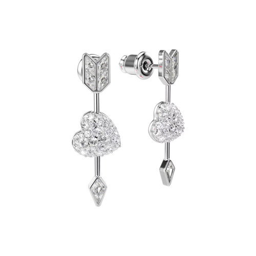Luxoia - Swarovski Idyllia Drop Ohrhänger Verschiedene Schliffe Herz mit Pfeil Weiss Rhodiniert - 5749602