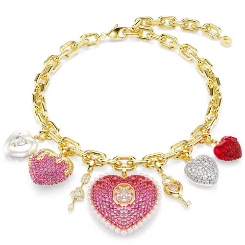 Luxoia - Swarovski Idyllia Halskette Verschiedene Schliffe Herz Schlüssel Mehrfarbig Goldlegierungsschicht - 5742956