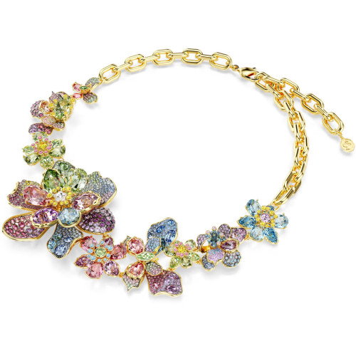 Luxoia - Swarovski Idyllia Halskette Verschiedene Schliffe Pavé Blume Mehrfarbig Goldlegierungsschicht - 5717157