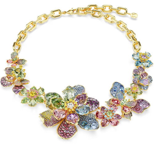 Luxoia - Swarovski Idyllia Halskette Verschiedene Schliffe Pavé Blume Mehrfarbig Goldlegierungsschicht - 5717157