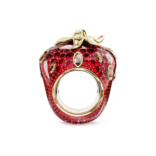 Luxoia - Swarovski Idyllia Motiv Ring Verschiedene Schliffe Erdbeere Rot Goldlegierungsschicht