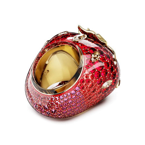 Luxoia - Swarovski Idyllia Motiv Ring Verschiedene Schliffe Erdbeere Rot Goldlegierungsschicht