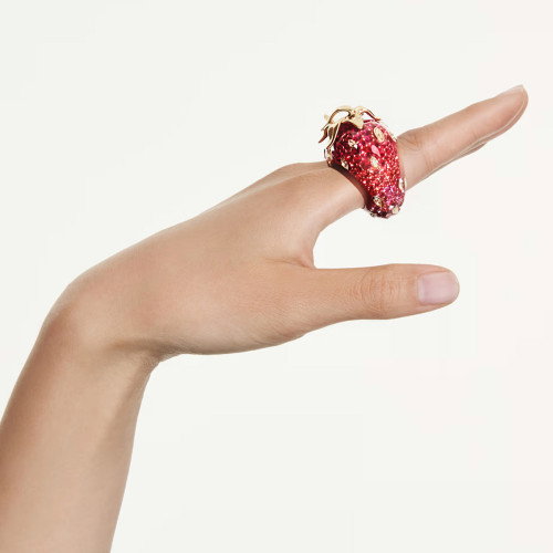 Luxoia - Swarovski Idyllia Motiv Ring Verschiedene Schliffe Erdbeere Rot Goldlegierungsschicht