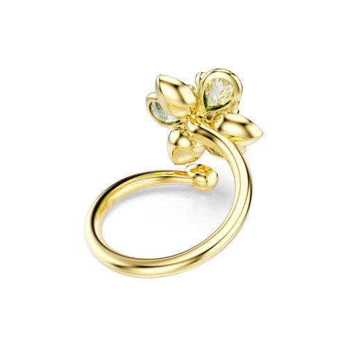Luxoia - Swarovski Idyllia Offener Ring Verschiedene Schliffe Blume Grün Goldlegierungsschicht