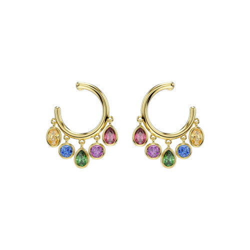 Luxoia - Swarovski Imber Kreolen Verschiedene Schliffe Mehrfarbig 18K goldbeschichtet - 5753263