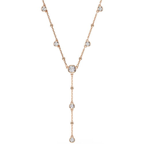 Luxoia - Swarovski Imber Y Halskette Rundschliff Weiss 18K roségoldbeschichtet - 5763813