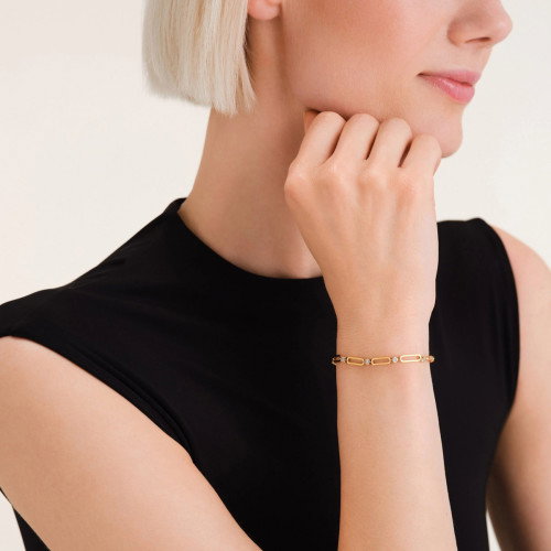 Luxoia - Rosefield Round Crystals and Paperclip Armband - JBRCG-J1024