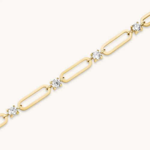 Luxoia - Rosefield Round Crystals and Paperclip Armband - JBRCG-J1024