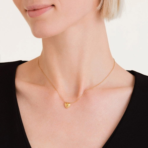 Luxoia - Rosefield Mini Ridged Puffy Heart Halskette - JNPHG-J1008