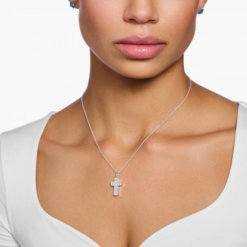 Luxoia - Thomas Sabo Halskette Kreuz mit Weissen Steinen Silber - KE2166-051-14-L45V