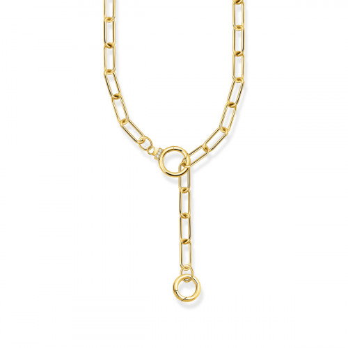 Luxoia - Thomas Sabo Halskette mit zwei Ringverschlüssen und weissen Steinen vergoldet - KE2192-414-14-L47