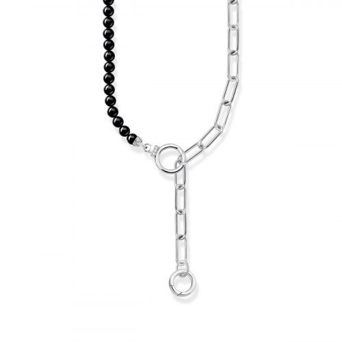 Luxoia - Thomas Sabo Halskette aus Onyx Beads mit weissen Steinen Silber - KE2193-027-11-L47V