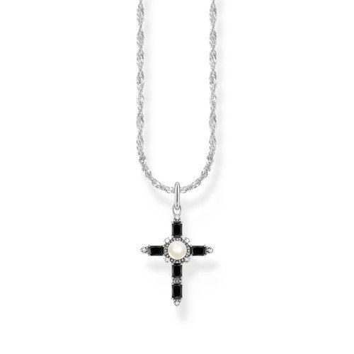 Luxoia - Thomas Sabo Halskette mit schwarzem Kreuzanhänger Cross Romance Silber - KE2296-167-11-L45V