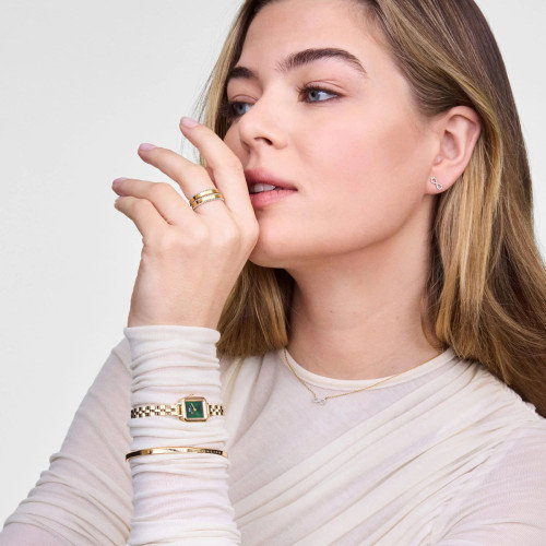 Luxoia - Daniel Wellington Quadro Mini Arch 3-link Emerald Sunray Gold - DW00100852