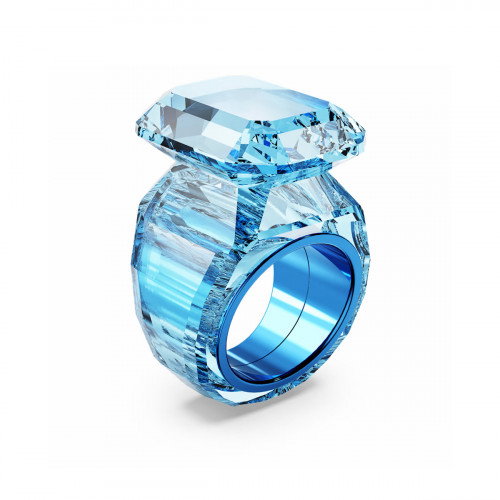 Luxoia - Swarovski Lucent Cocktail Ring Oktagon Schliff Blau