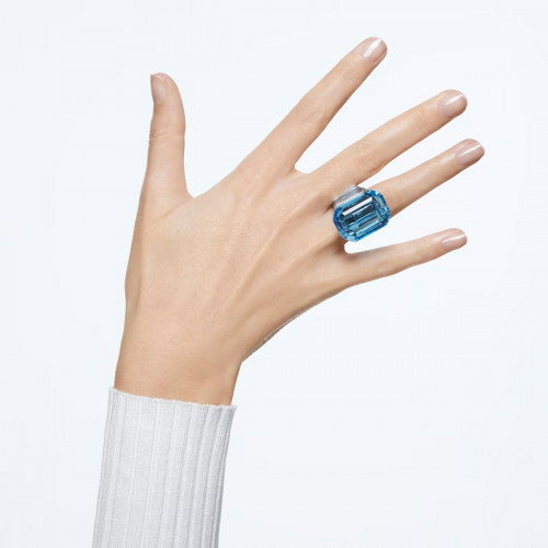 Luxoia - Swarovski Lucent Cocktail Ring Oktagon Schliff Blau