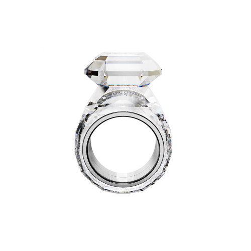 Luxoia - Swarovski Lucent Cocktail Ring Oktagon Schliff Weiss