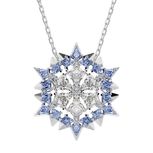 Luxoia - Swarovski Magic Halskette und Brosche Schneeflocke Blau Rhodiniert - 5737619