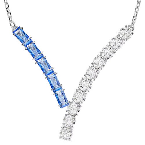 Luxoia - Swarovski Matrix Halskette Verschiedene Schliffe Blau Rhodiniert - 5732265