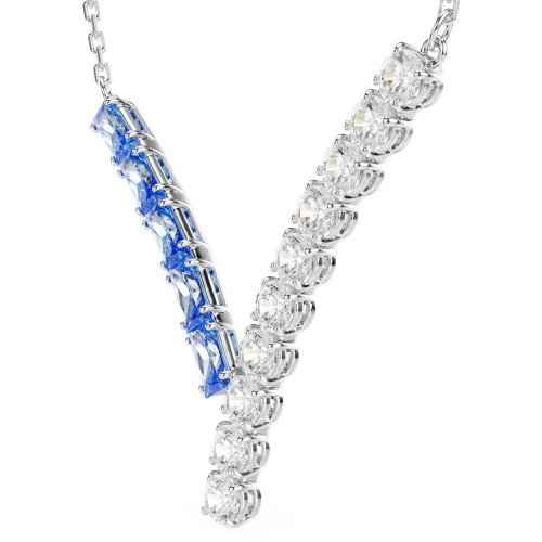 Luxoia - Swarovski Matrix Halskette Verschiedene Schliffe Blau Rhodiniert - 5732265