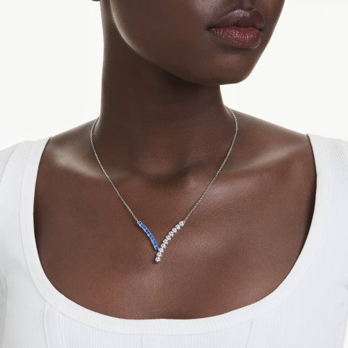 Luxoia - Swarovski Matrix Halskette Verschiedene Schliffe Blau Rhodiniert - 5732265