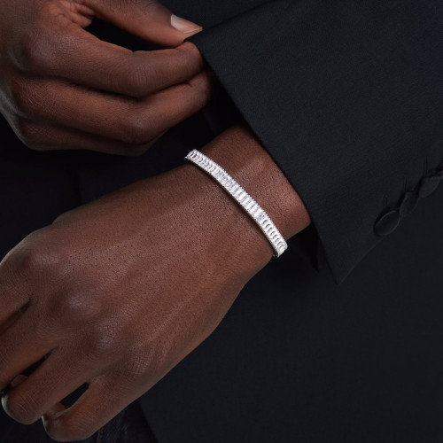 Luxoia - Swarovski Matrix Armreif Baguette Schliff Weiss