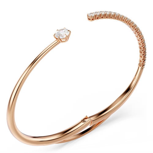 Luxoia - Swarovski Matrix Armreif Rundschliff Weiss 18K roségoldbeschichtet